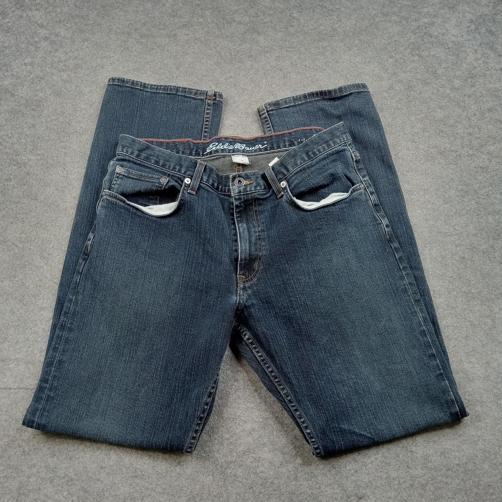 Eddie Bauer Jeans Mens 32x32 Medium Wash Blue Straight Stretch Denim Pants